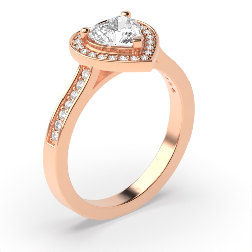 Prong Heart Rose Gold Pave set Vintage Wedding Engagement Rings
