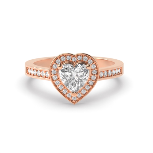 Prong Heart Rose Gold Pave set Vintage Wedding Engagement Rings