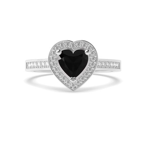 Prong Heart Pave set Black Diamond Engagement Rings