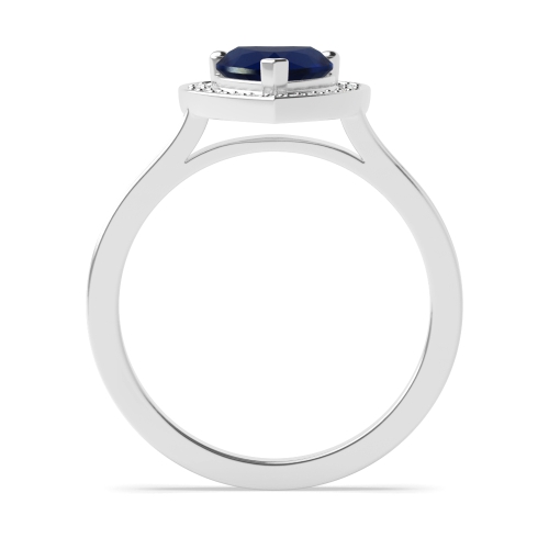 Prong Heart Pave set Blue Sapphire Engagement Rings
