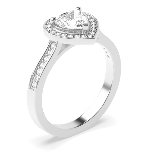 Prong Heart Pave set Halo Engagement Rings