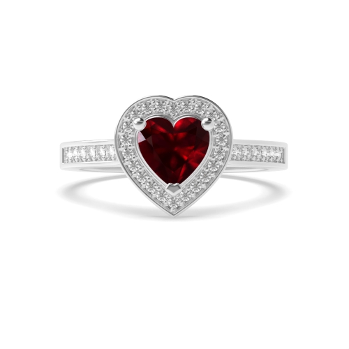 Prong Heart Pave set Ruby Engagement Rings
