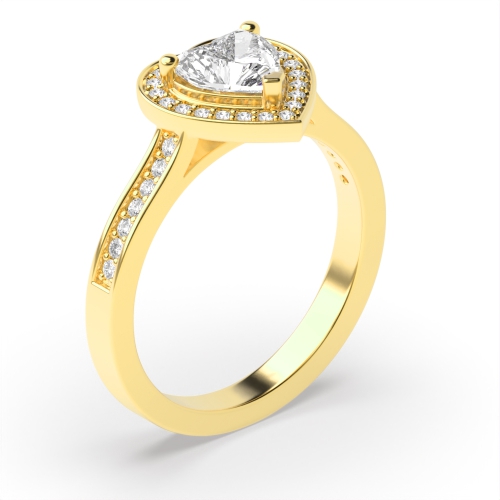 Prong Heart Yellow Gold Pave set Antique Engagement Rings