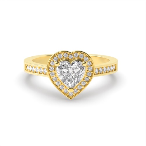 Prong Heart Yellow Gold Pave set Antique Engagement Rings