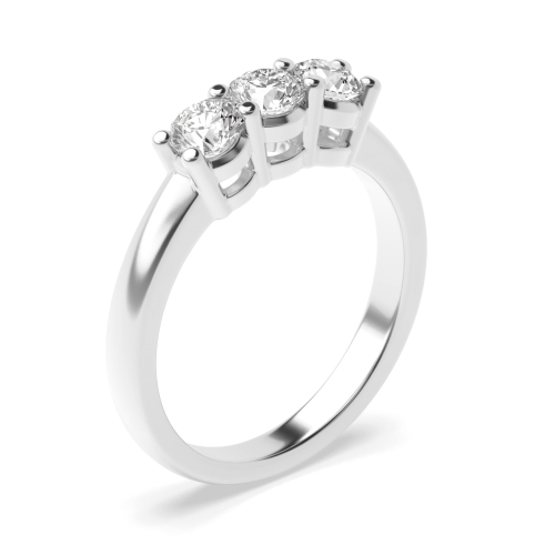Classic Round Cut Moissanite Trilogy Engagement Rings