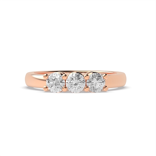 Round Rose Gold Basket set equal size Engagement Rings