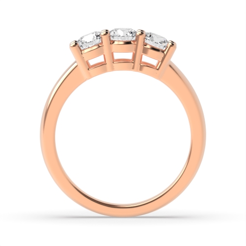 4 Prong Round Rose Gold Basket set equal size Trilogy Engagement Rings