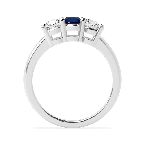 Round Basket set equal size Blue Sapphire Engagement Rings