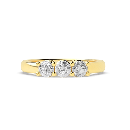 Round Yellow Gold Basket set equal size Engagement Rings