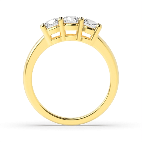 Round Yellow Gold Basket set equal size Engagement Rings