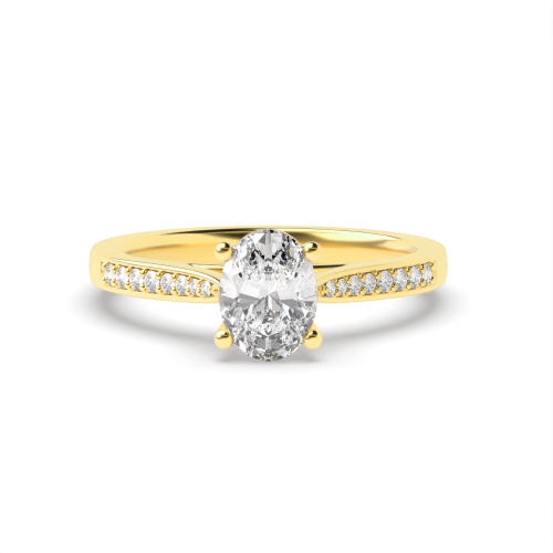4 Prong Oval Yellow Gold Halo Engagement Ring