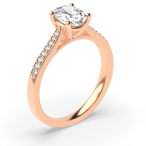 Oval Rose Gold Tapered shank Halo Engagement Rings