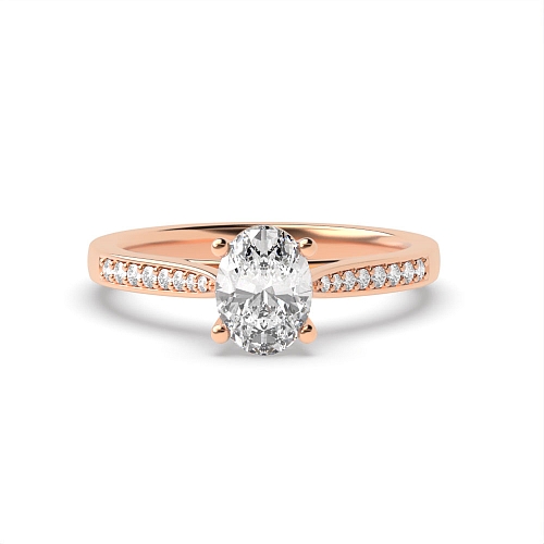 Oval Rose Gold Tapered shank Halo Engagement Rings