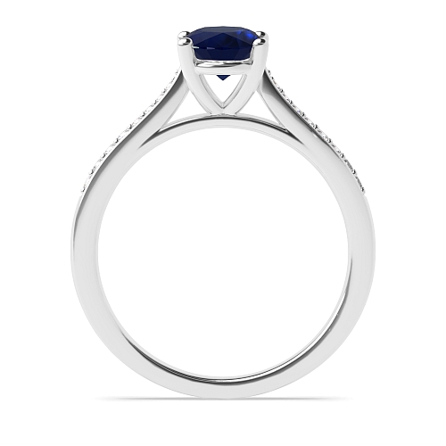 Oval Tapered shank Blue Sapphire Engagement Rings