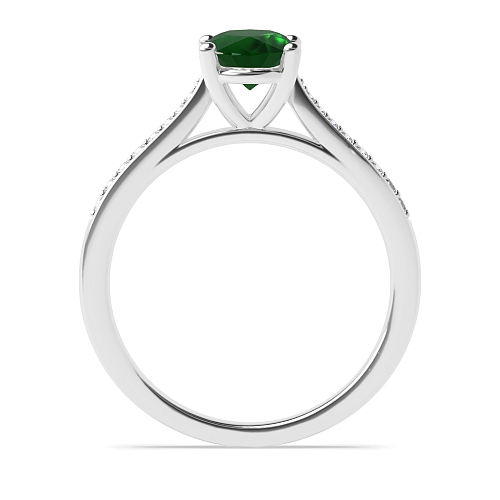Oval Tapered shank Emerald Halo Engagement Rings