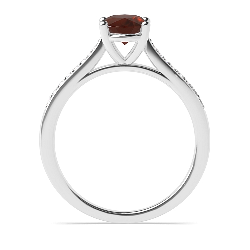 Oval Tapered shank Garnet Halo Engagement Rings