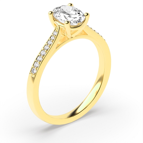 Oval Yellow Gold Tapered shank Engagement Rings