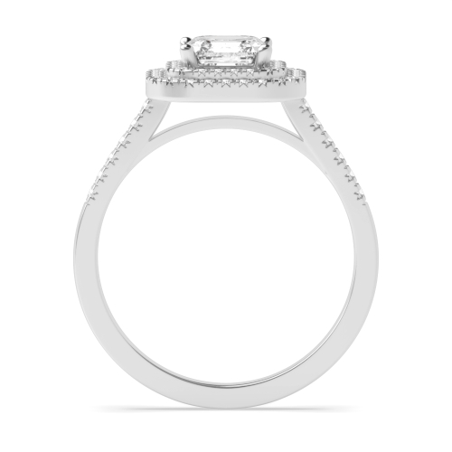 4 Prong Asscher Two row Side Stone Engagement Rings
