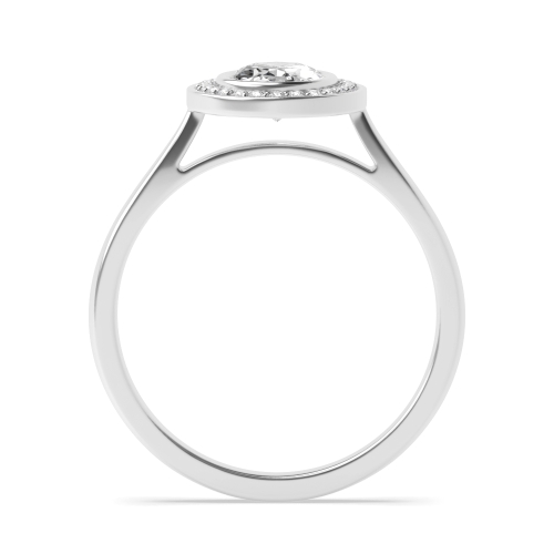 Bezel Setting Oval Tapered Shank Halo Engagement Ring