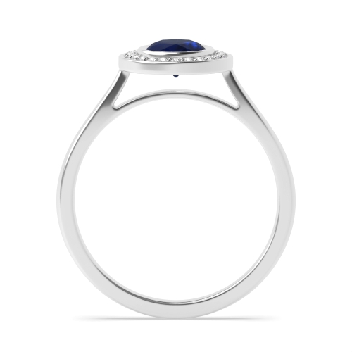 Bezel Setting Oval Tapered shank Blue Sapphire Engagement Rings