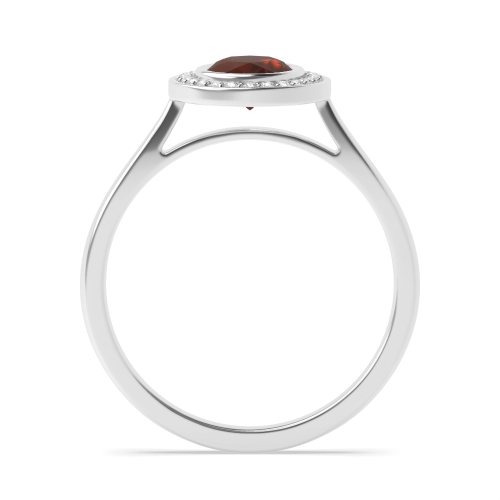 Bezel Setting Oval Tapered shank Garnet Halo Engagement Rings
