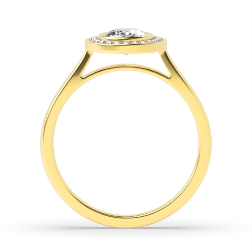 Bezel Setting Oval Yellow Gold Tapered shank Engagement Rings