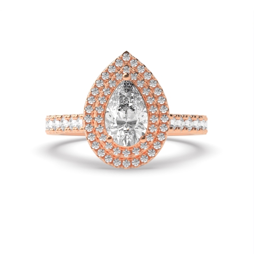 Prong Pear Rose Gold Double Engagement Rings