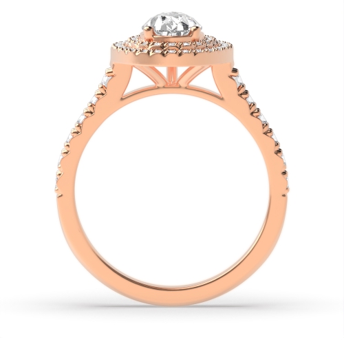 Prong Pear Rose Gold Double Engagement Rings