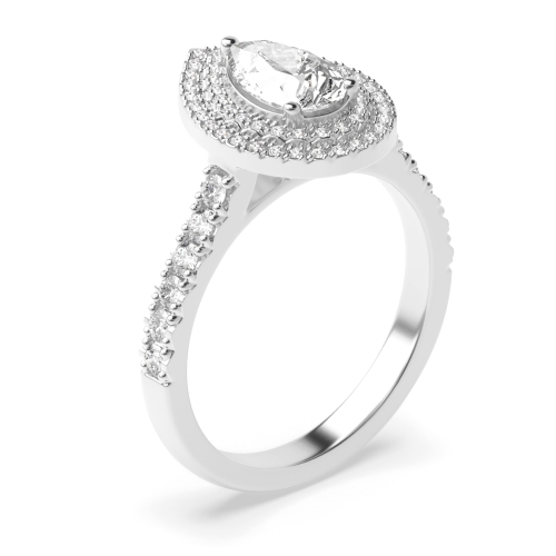 Prong Pear Double Halo Engagement Ring