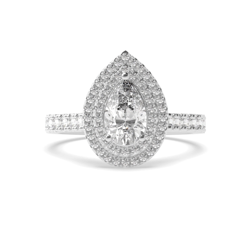 Prong Pear Double Halo Engagement Ring