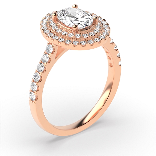 Oval Rose Gold Double Engagement Rings