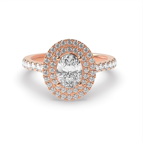 Oval Rose Gold Double Engagement Rings
