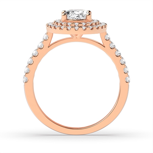 Oval Rose Gold Double Engagement Rings
