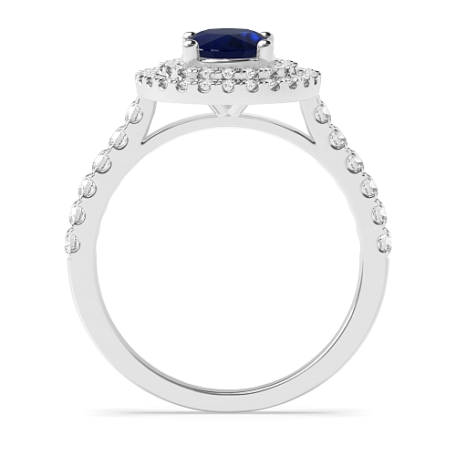 Oval Double Blue Sapphire Engagement Rings