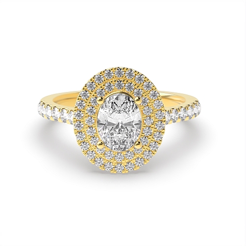 Oval Yellow Gold Double Engagement Rings