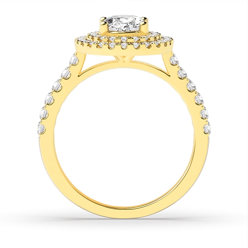 Oval Yellow Gold Double Engagement Rings