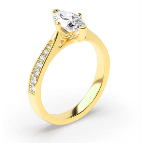 Marquise Shape with Tapering Shoulder with Diamond Set Engagement Rings
