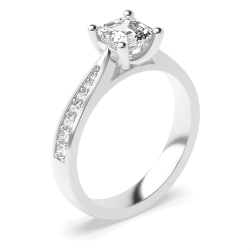 Asscher Pave set tapered shank Engagement Rings