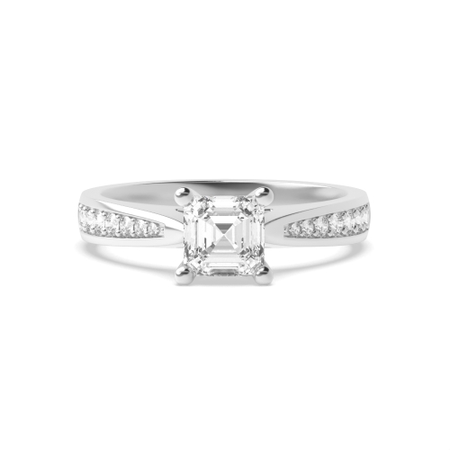 Asscher Pave set tapered shank Engagement Rings