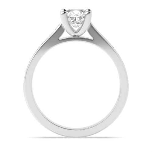 Cushion Pave set tapered shank Engagement Rings