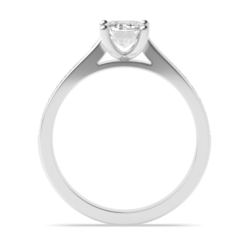 Emerald Pave set tapered shank Engagement Rings