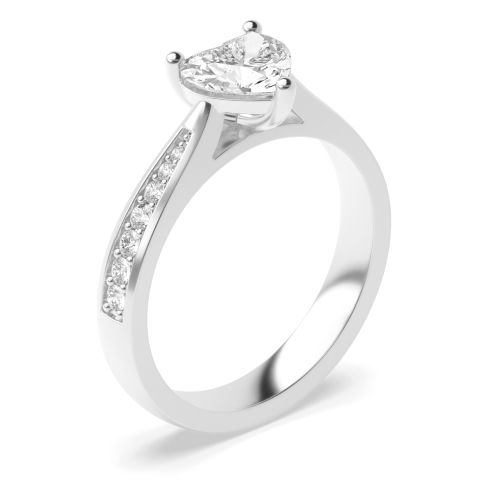 Prong Heart Pave set tapered shank Engagement Rings