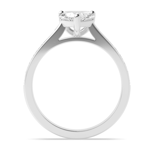 Prong Heart Pave set tapered shank Engagement Rings