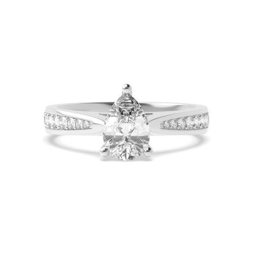 Prong Pear Pave set tapered shank Engagement Rings