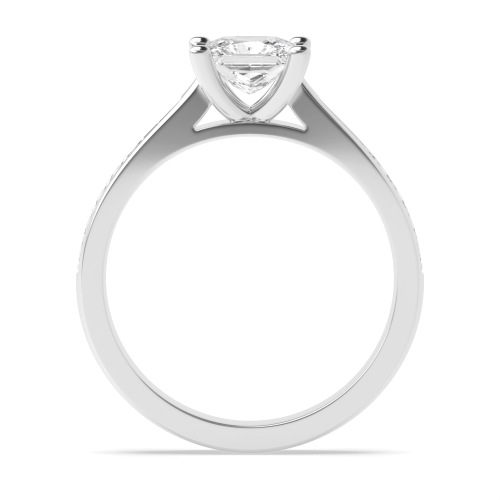 Princess Pave set tapered shank Engagement Rings