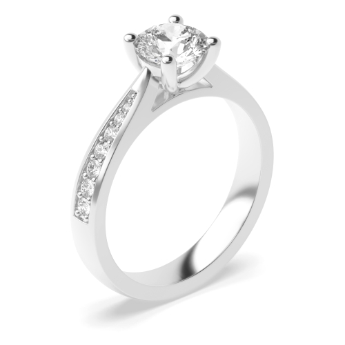 Round Pave set tapered shank Engagement Rings