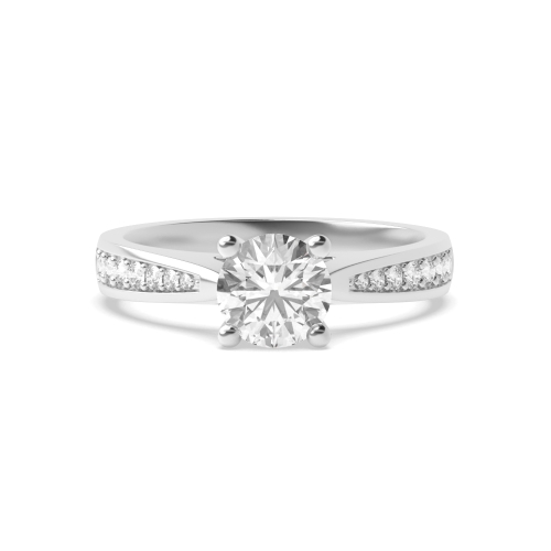Round Pave set tapered shank Engagement Rings
