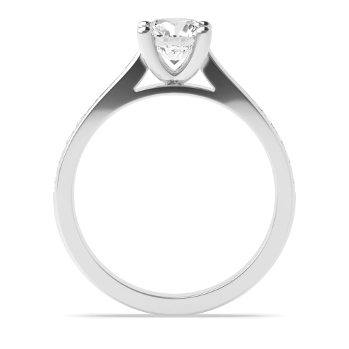 Round Pave set tapered shank Engagement Rings