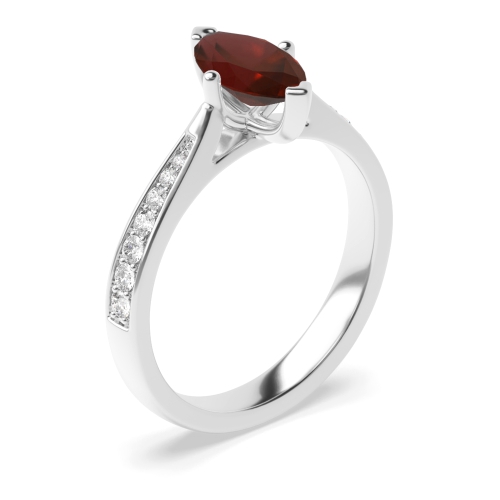 Pave set tapered shank Garnet Engagement Rings