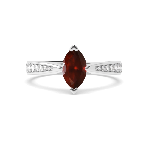 Pave set tapered shank Garnet Engagement Rings